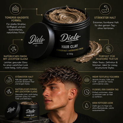 DIELO Hair Clay – Starker Halt, Leichter Glanz