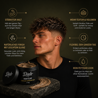 DIELO Hair Clay – Starker Halt, Leichter Glanz