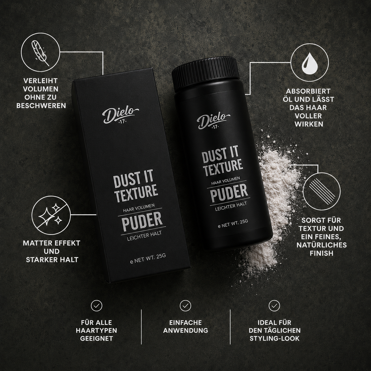 DIELO Powder Wax – Sofort Volumen & Matte Textur