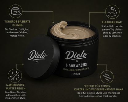 DIELO Haarwachs – Starker Halt, Mattes Finish
