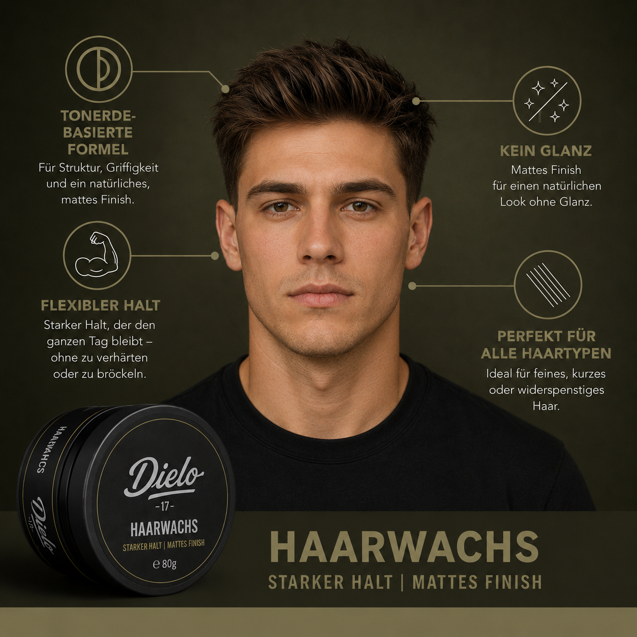 DIELO Haarwachs – Starker Halt, Mattes Finish